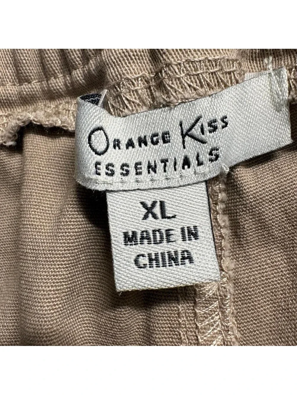 Orange Kiss Essentials Cargo Pants Womens XL Brown Cotton Stretch Wide Leg